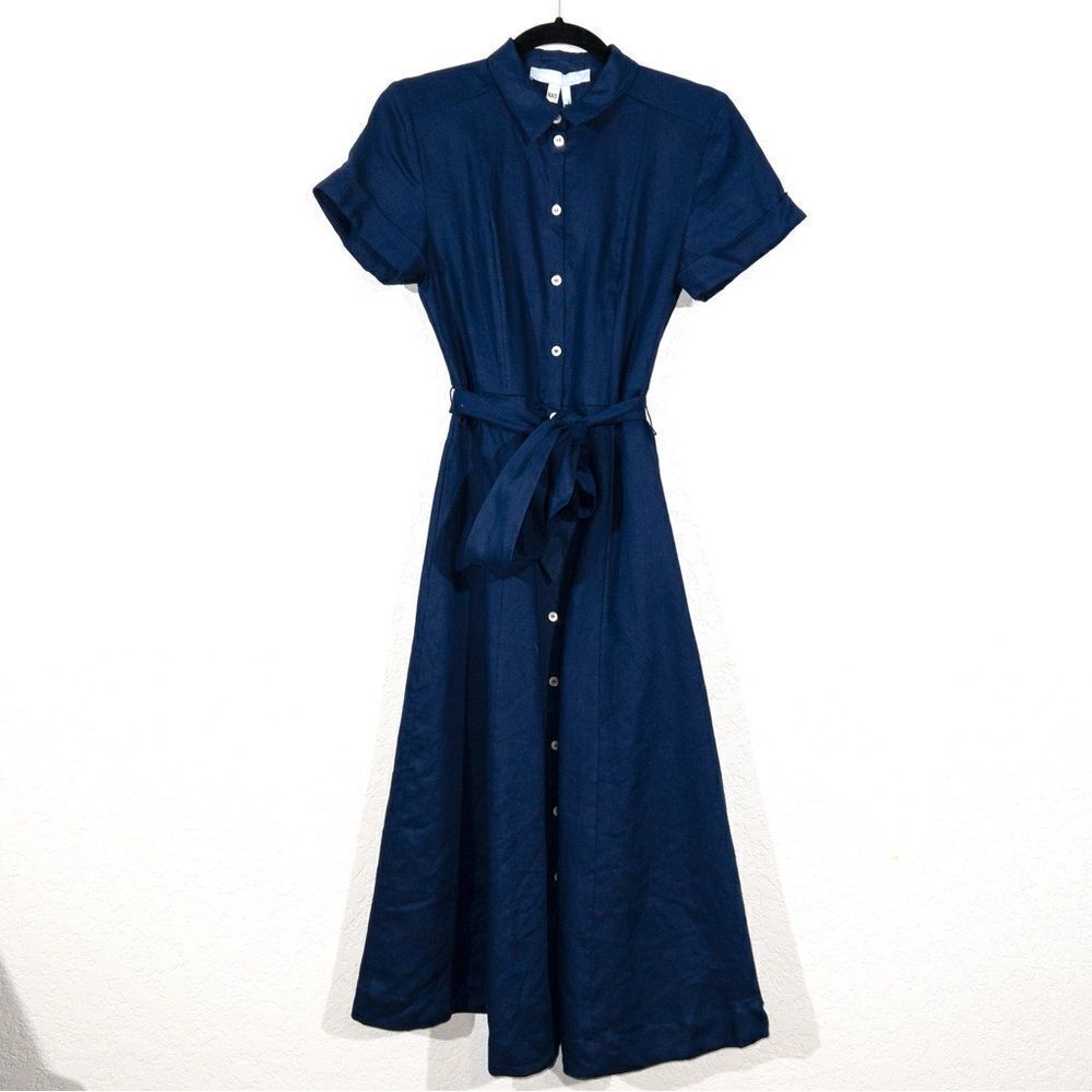 Hill House Navy Button-Front Midi Dress - Picture 2 of 10